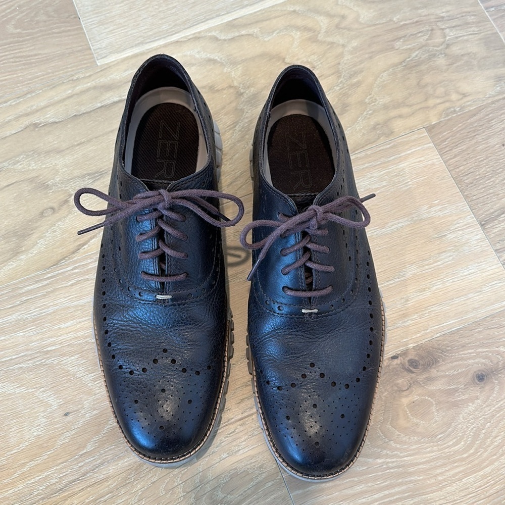 Cole Haan Men's Zerogrand Wingtip Oxfords Dark Brown Java Cobblestone Shoes 11 - Picture 2 of 9